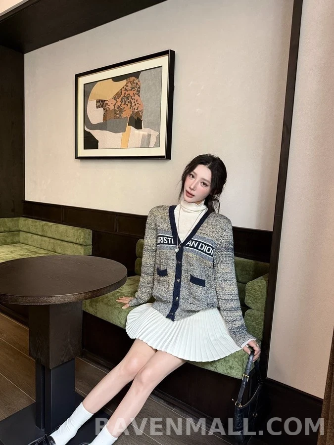 디올 디올 레터링 V넥 니트 가디건 상세 이미지