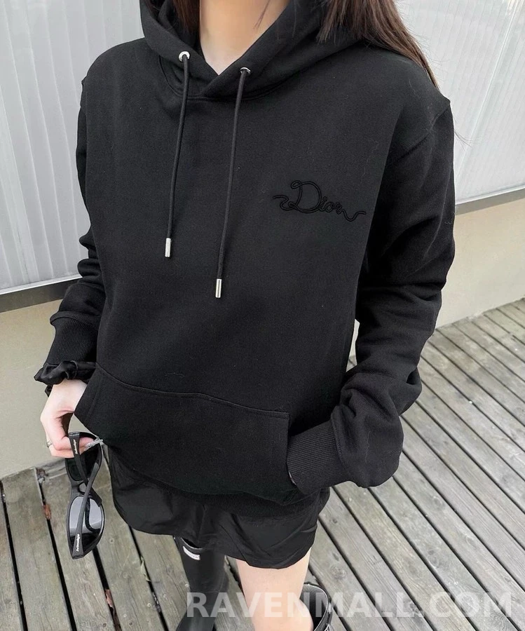 디올 디올 리본 로고 연기 후드 맨투맨 상세 이미지