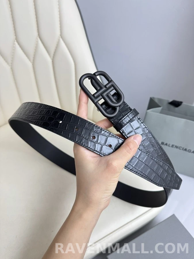 발렌시아가 발렌시아가 로고 크로커다일 엠보싱 벨트 상세 이미지