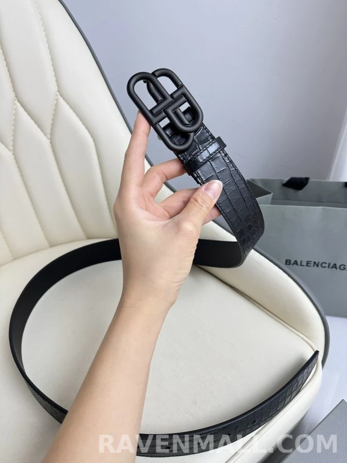 발렌시아가 발렌시아가 로고 크로커다일 엠보싱 벨트 상세 이미지