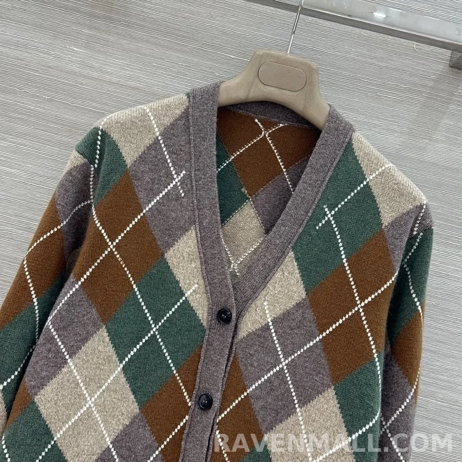 로로피아나 로로피아나 아가일 패턴 가디건 상세 이미지