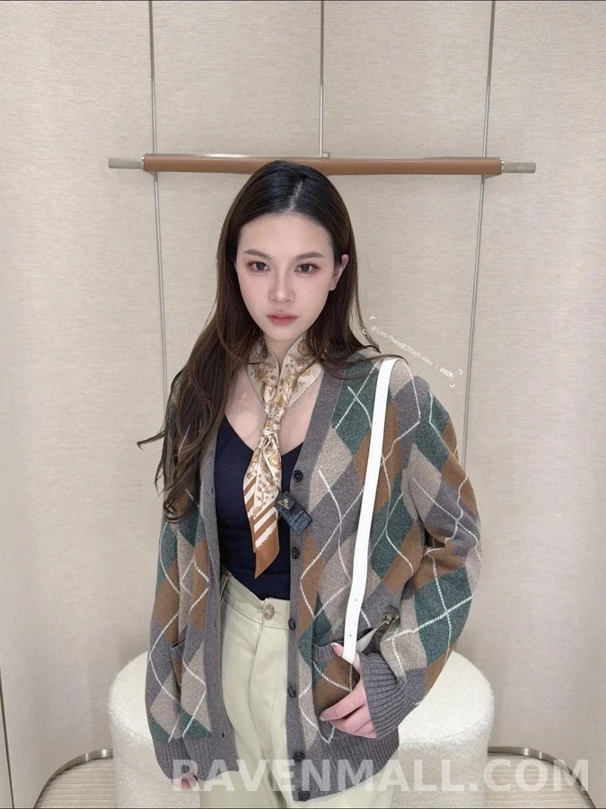로로피아나 로로피아나 아가일 패턴 가디건 상세 이미지