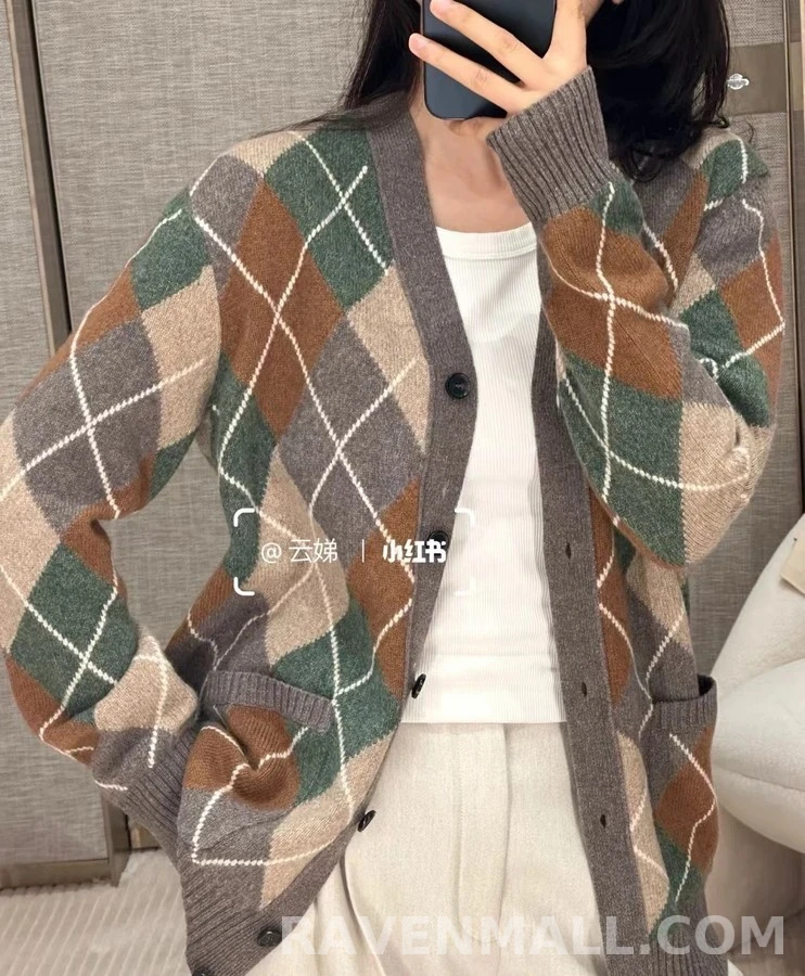 로로피아나 로로피아나 아가일 패턴 가디건 상세 이미지