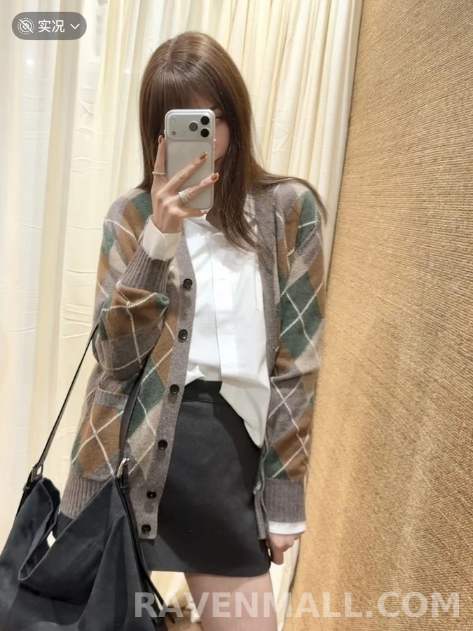 로로피아나 로로피아나 아가일 패턴 가디건 상세 이미지