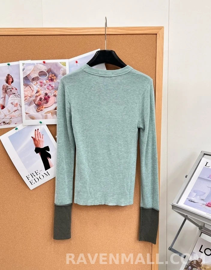 로에베 로에베 컬러블록 아나그램 자수 긴팔 티셔츠 상세 이미지