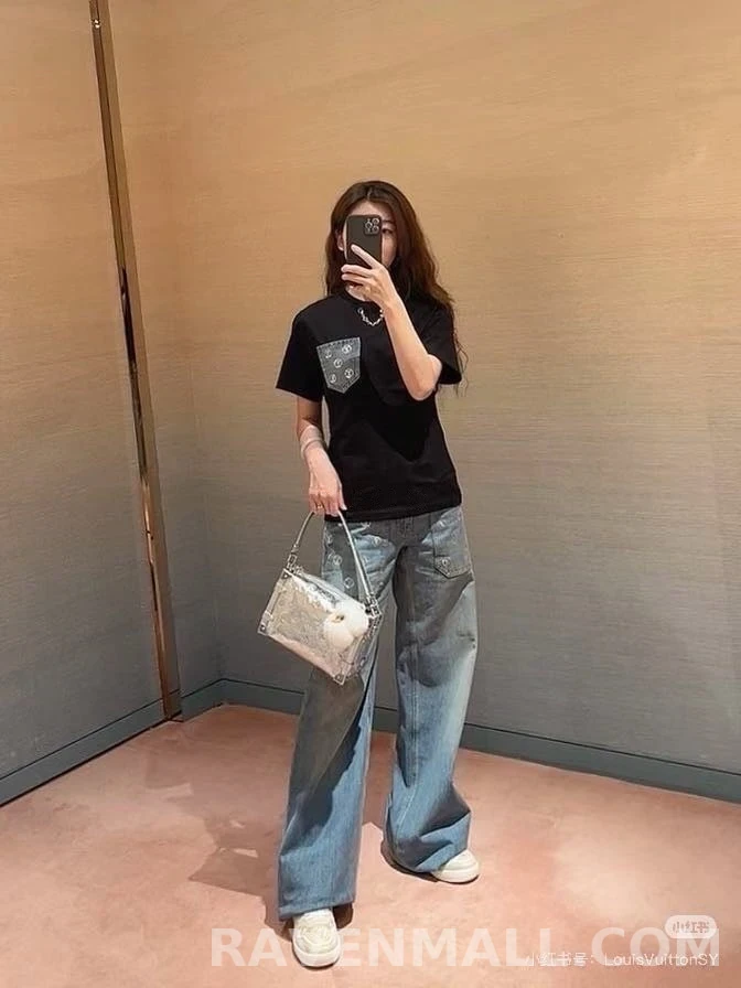 루이비통 루이비통 레터링 엠브로이더리 데님 와이드 팬츠 상세 이미지