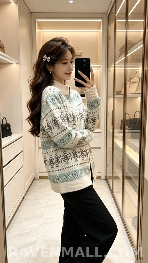 브루넬로 쿠치넬리 브루넬로 쿠치넬리 패턴 니트 집업 가디건 상세 이미지