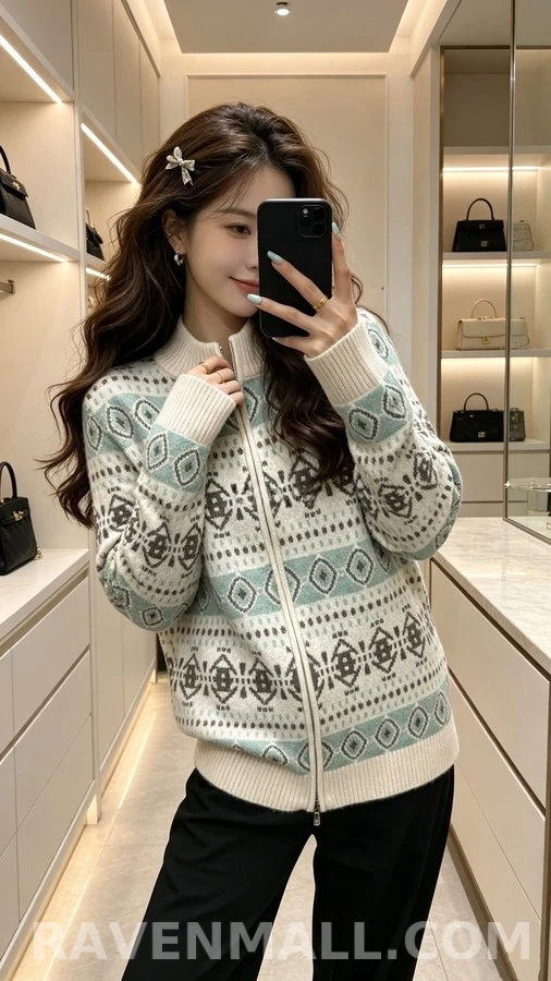 브루넬로 쿠치넬리 브루넬로 쿠치넬리 패턴 니트 집업 가디건 상세 이미지