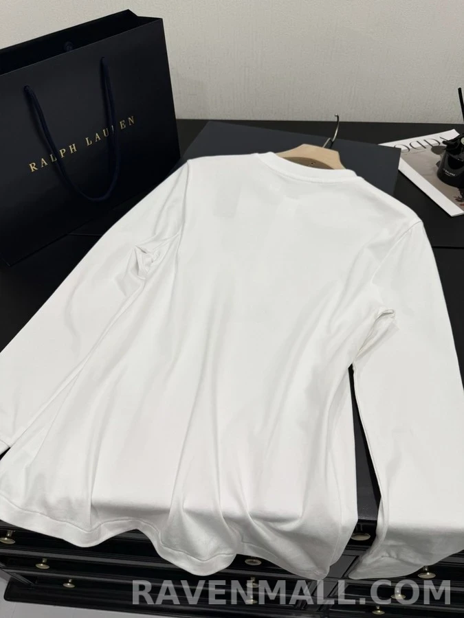폴로 랄프 로렌 폴로 랄프 로렌 로고 자수 헨리넥 긴팔 티셔츠 상세 이미지