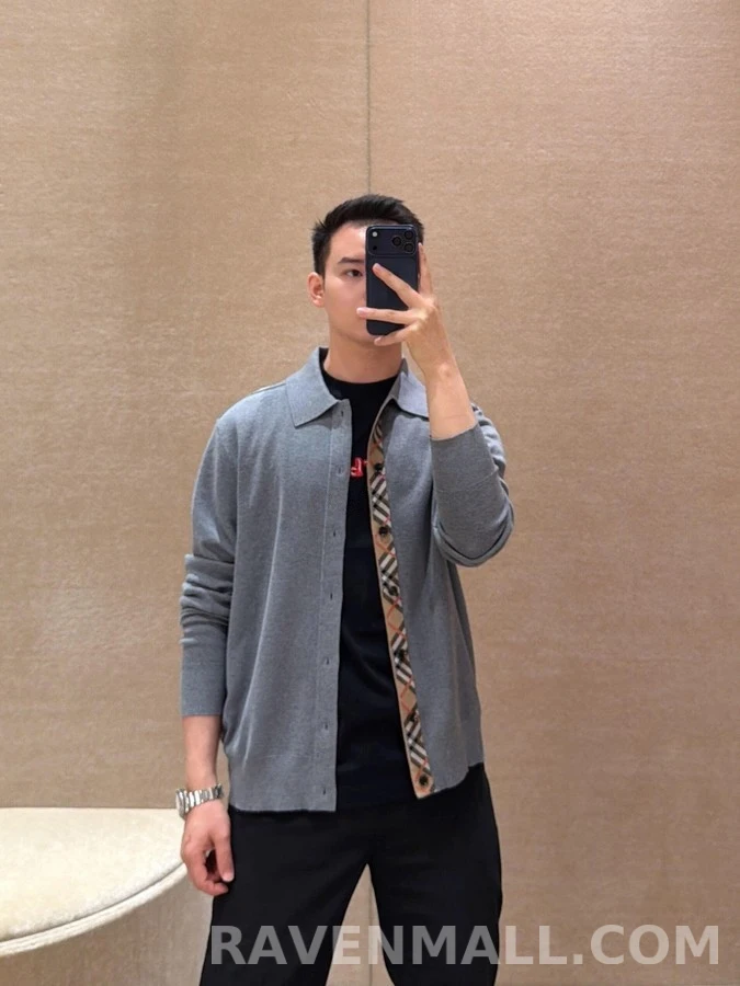 버버리 버버리 체크 패턴 울 가디건 상세 이미지