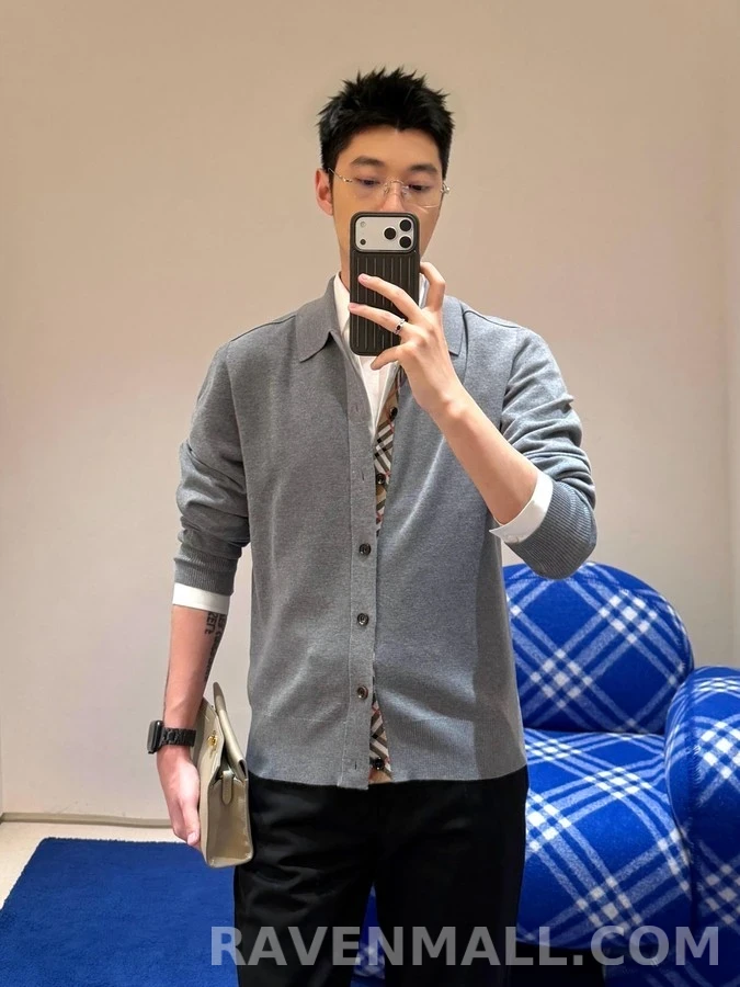 버버리 버버리 체크 패턴 울 가디건 상세 이미지