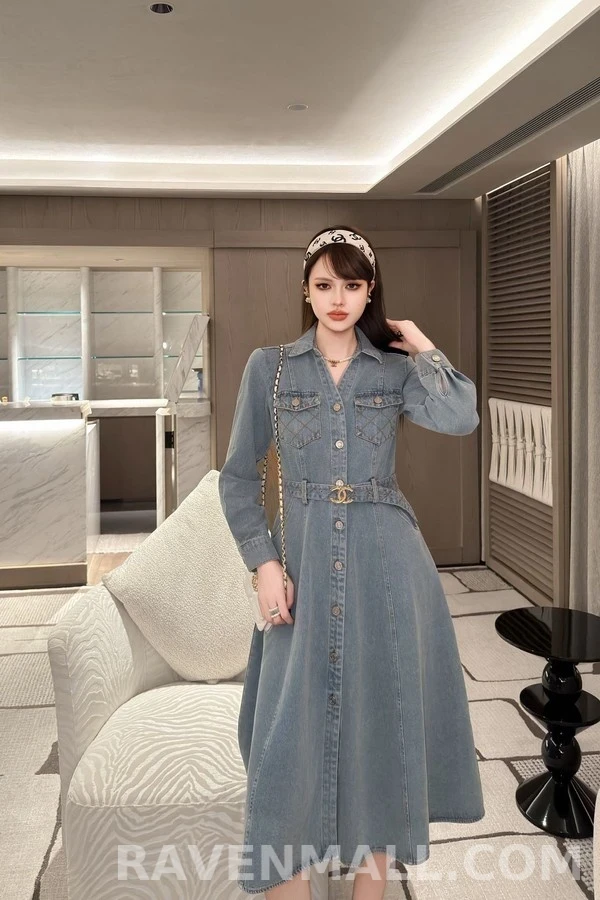 샤넬 샤넬 데님 퀼팅 포켓 벨트 원피스 상세 이미지