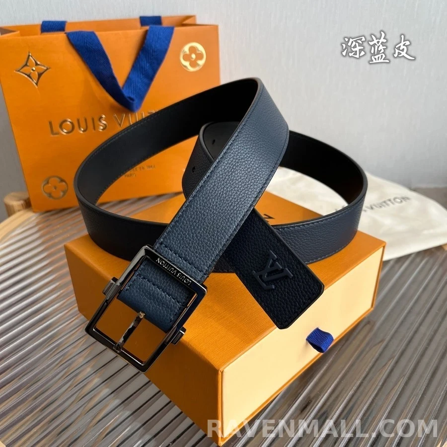 루이비통 루이비통 V 로고 페블 레더 벨트 상세 이미지