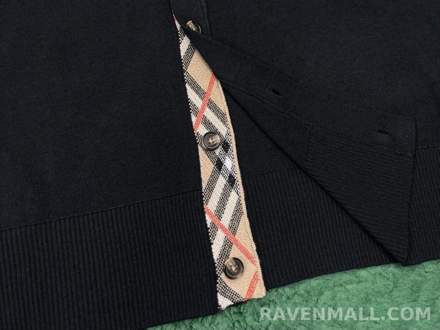 버버리 버버리 체크 장식 울 가디건 상세 이미지
