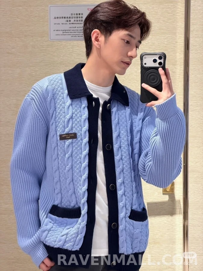 루이비통 루이비통 배색 꽈배기 가디건 상세 이미지