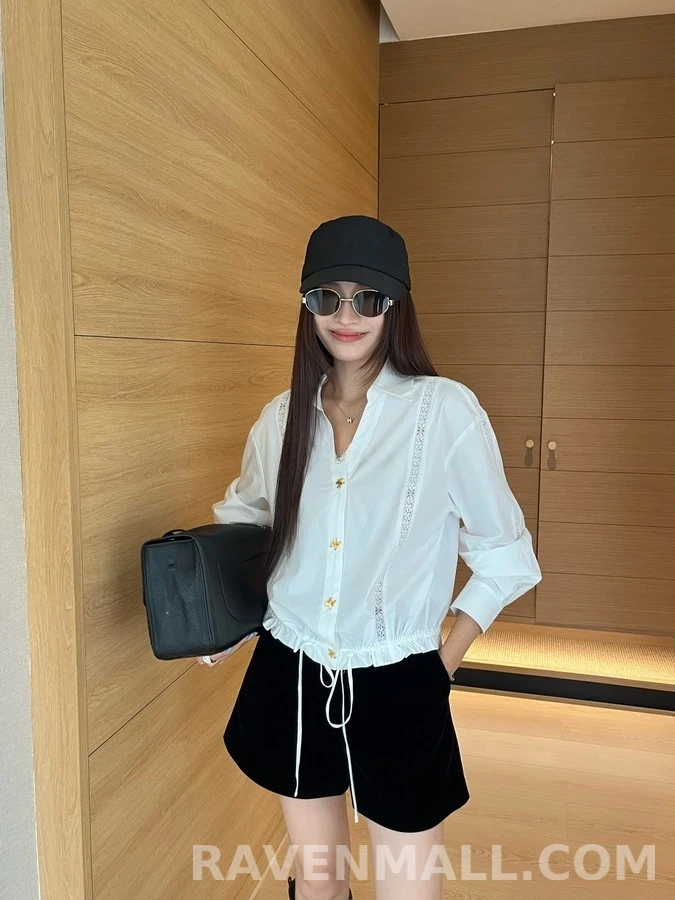 셀린느 셀린느 트리옹프 레이스 패널 드로스트링 셔츠 상세 이미지