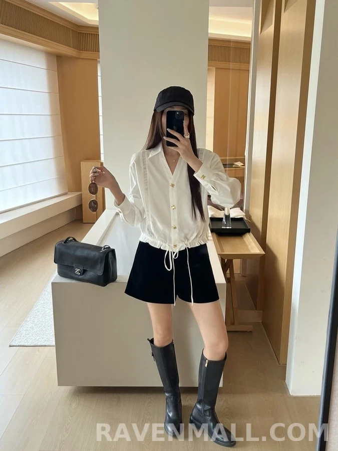 셀린느 셀린느 트리옹프 레이스 패널 드로스트링 셔츠 상세 이미지
