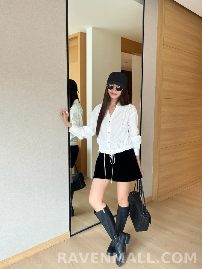 셀린느 셀린느 트리옹프 레이스 패널 드로스트링 셔츠 상세 이미지