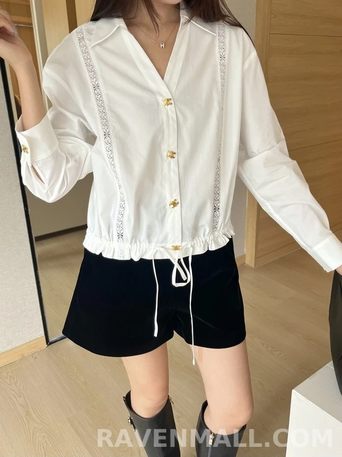 셀린느 셀린느 트리옹프 레이스 패널 드로스트링 셔츠 상세 이미지