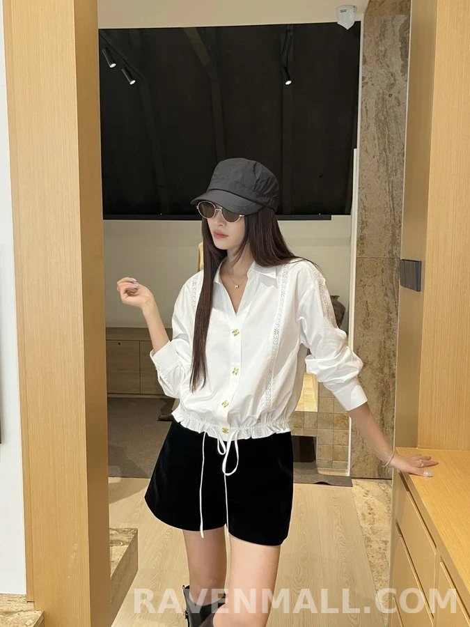 셀린느 셀린느 트리옹프 레이스 패널 드로스트링 셔츠 상세 이미지