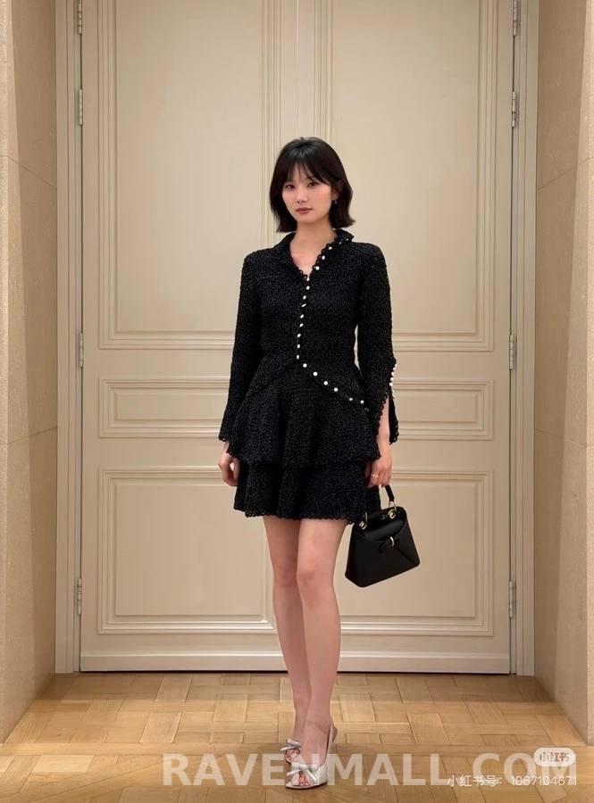디올 디올 스펙클 하이넥 진주 버튼 가디건 상세 이미지