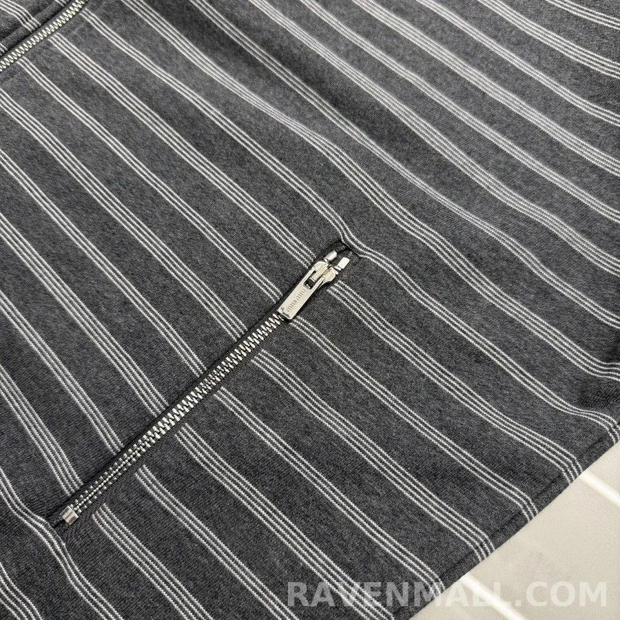 미우미우 미우미우 스트라이프 코튼 집업 스웨트셔츠 상세 이미지