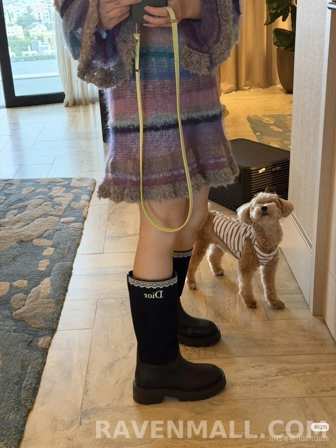 디올 디올 레이스 디테일 하이탑 부츠 상세 이미지