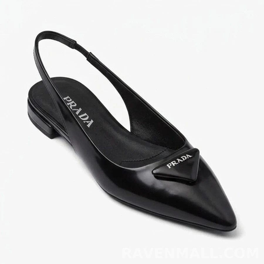 프라다 프라다 트라이앵글 로고 슬링백 플랫 상세 이미지