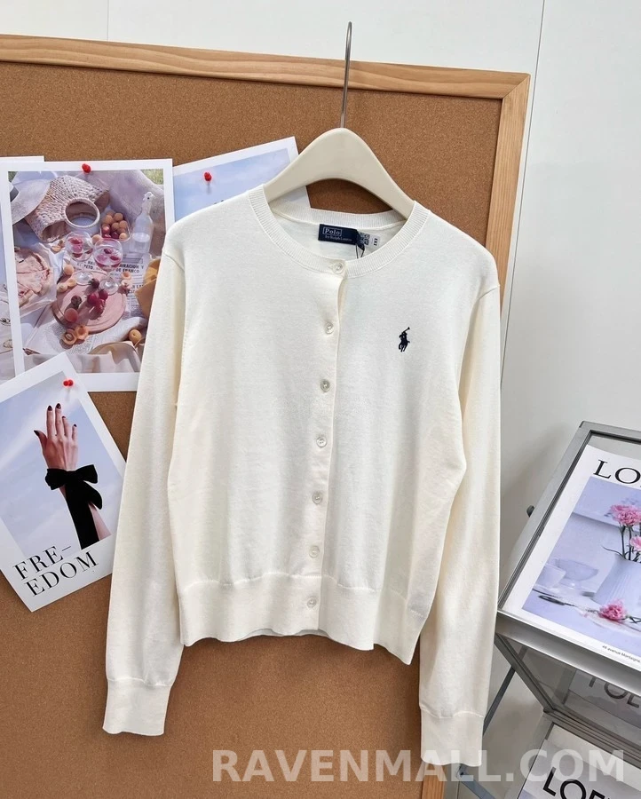 폴로 랄프 로렌 폴로 랄프 로렌 피마 코튼 로고 가디건 상세 이미지