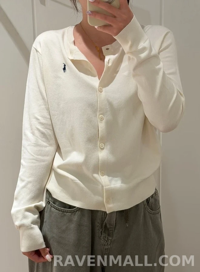 폴로 랄프 로렌 폴로 랄프 로렌 피마 코튼 로고 가디건 상세 이미지