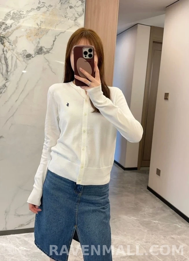 폴로 랄프 로렌 폴로 랄프 로렌 피마 코튼 로고 가디건 상세 이미지