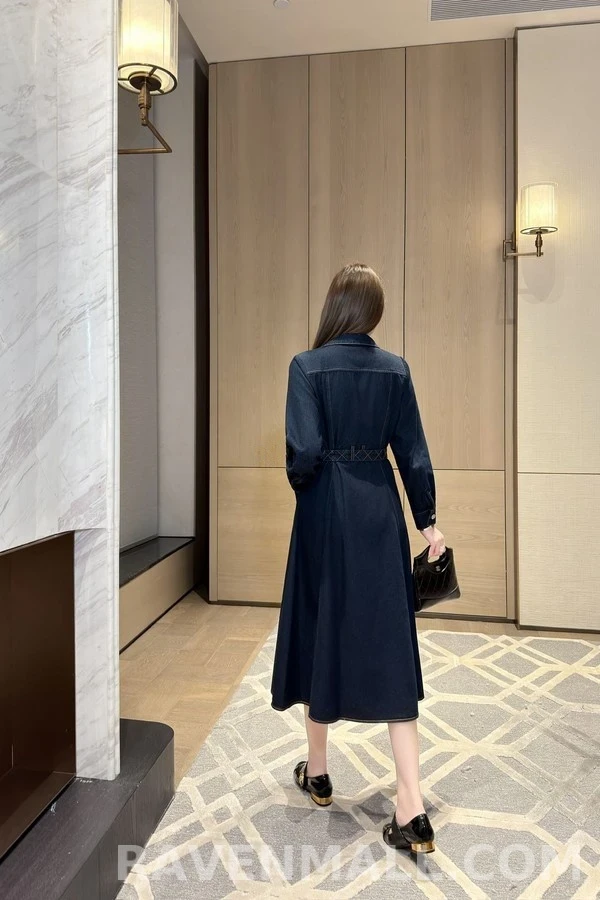 샤넬 샤넬 데님 퀼팅 벨티드 원피스 상세 이미지