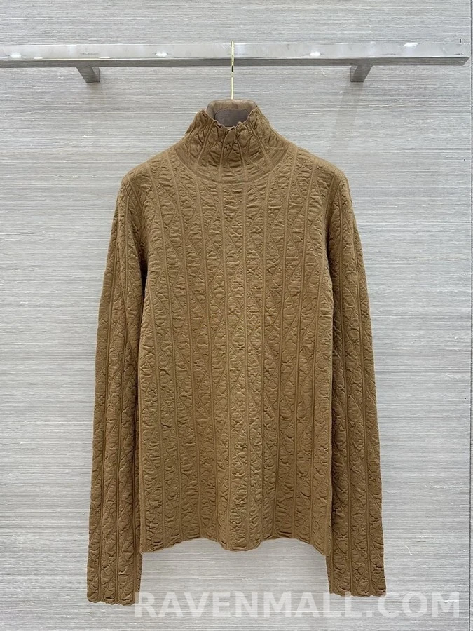 로로피아나 로로피아나 다이아몬드 텍스처 터틀넥 긴팔 티셔츠 상세 이미지