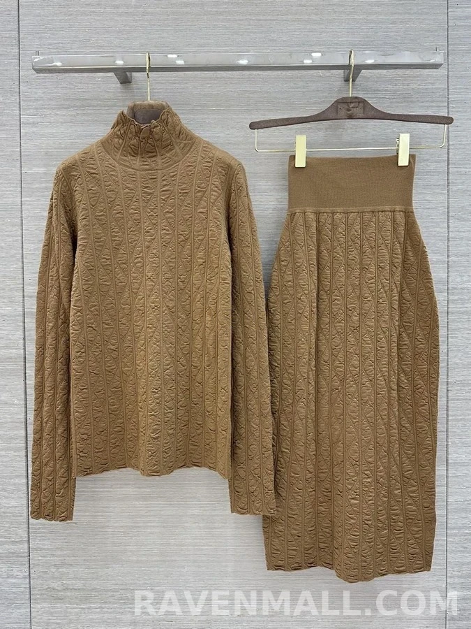 로로피아나 로로피아나 다이아몬드 텍스처 터틀넥 긴팔 티셔츠 상세 이미지