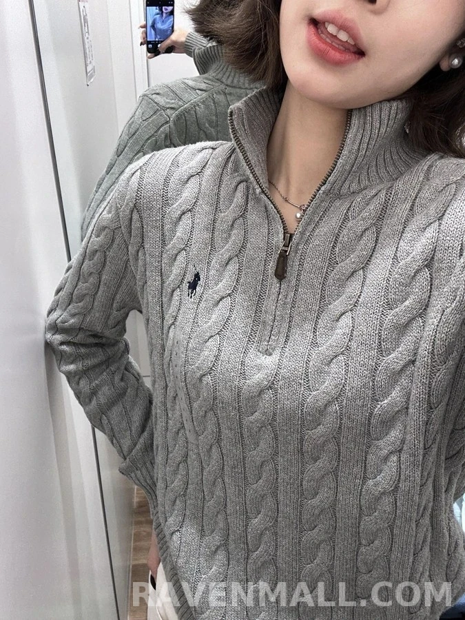 폴로 랄프 로렌 폴로 랄프 로렌 꽈배기 쿼터집 니트 상세 이미지