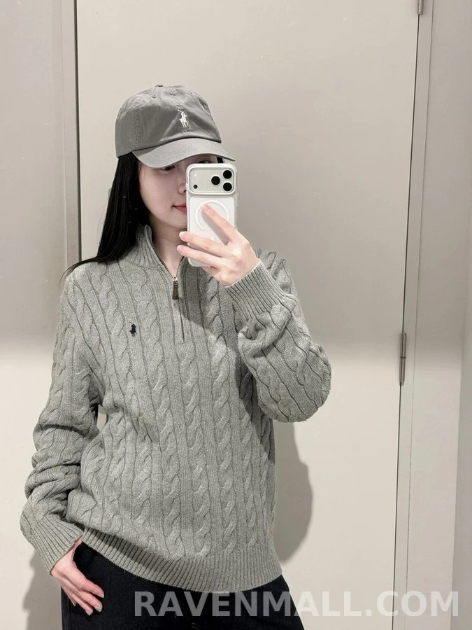폴로 랄프 로렌 폴로 랄프 로렌 꽈배기 쿼터집 니트 상세 이미지