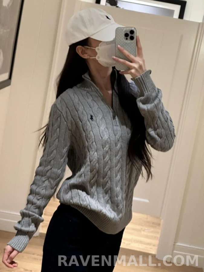 폴로 랄프 로렌 폴로 랄프 로렌 꽈배기 쿼터집 니트 상세 이미지