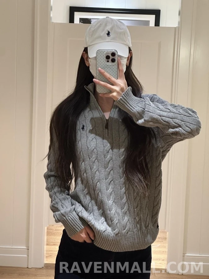 폴로 랄프 로렌 폴로 랄프 로렌 꽈배기 쿼터집 니트 상세 이미지