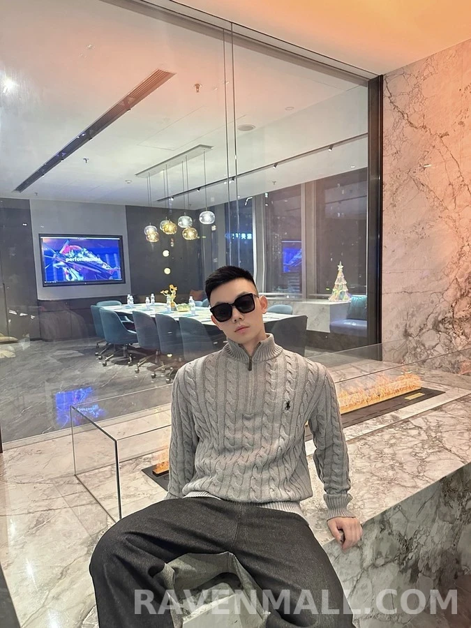 폴로 랄프 로렌 폴로 랄프 로렌 꽈배기 쿼터집 니트 상세 이미지