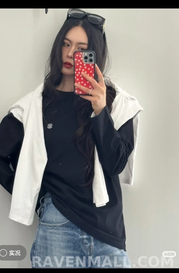 셀린느 셀린느 트리옹프 리브드 긴팔 티셔츠 상세 이미지