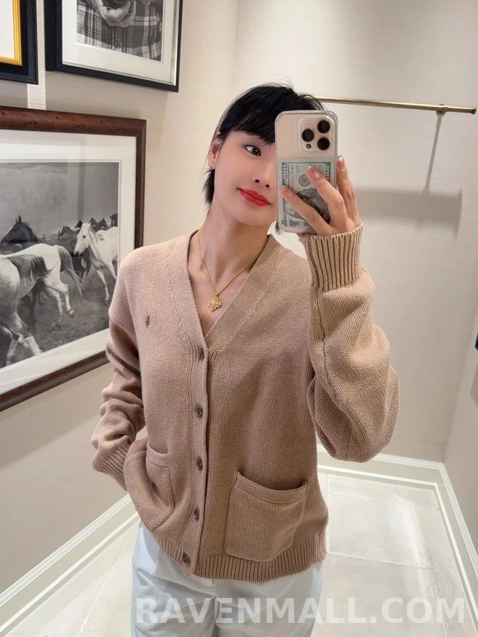 폴로 랄프 로렌 폴로 랄프 로렌 로고 자수 코튼 가디건 상세 이미지