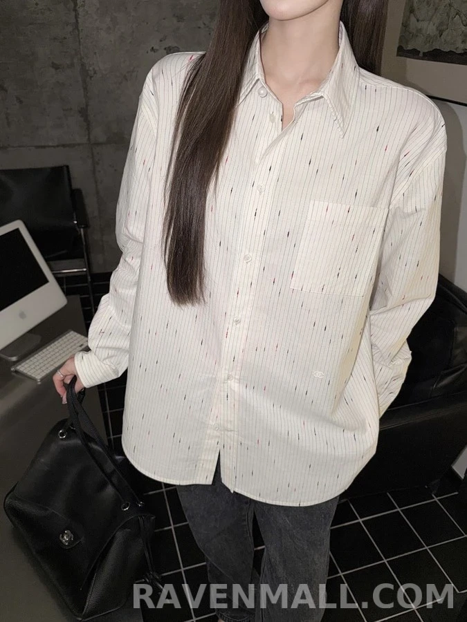 샤넬 샤넬 별점 자수 스트라이프 셔츠 상세 이미지