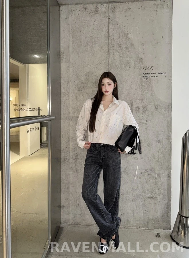 샤넬 샤넬 별점 자수 스트라이프 셔츠 상세 이미지