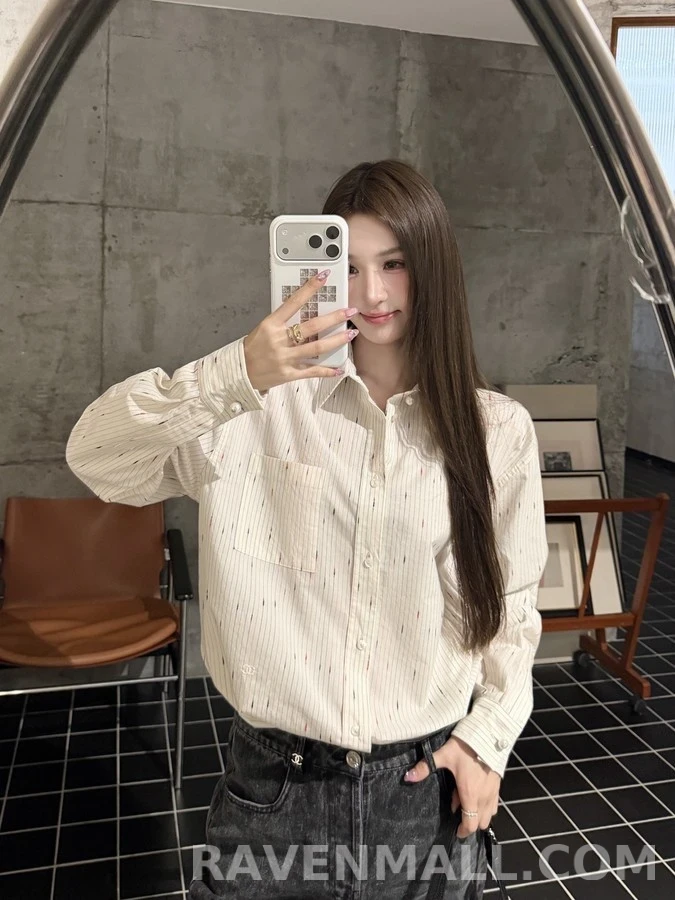 샤넬 샤넬 별점 자수 스트라이프 셔츠 상세 이미지