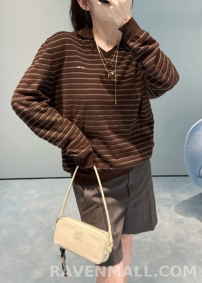 미우미우 미우미우 스트라이프 카라 니트 상세 이미지