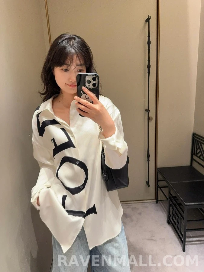 로에베 로에베 레터링 실크 셔츠 상세 이미지
