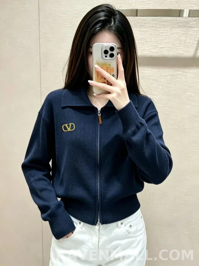 발렌티노 발렌티노 V 로고 집업 카라 니트 가디건 상세 이미지