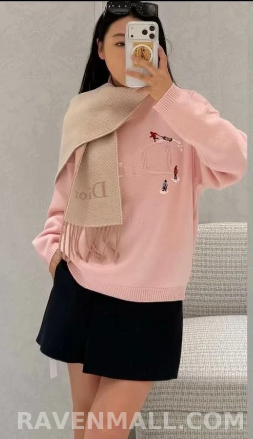 디올 디올 스키 소인 자수 라운드넥 니트 상세 이미지