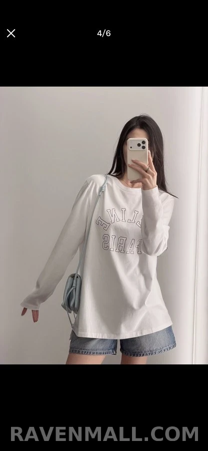 셀린느 셀린느 레터링 프린트 긴팔 티셔츠 상세 이미지