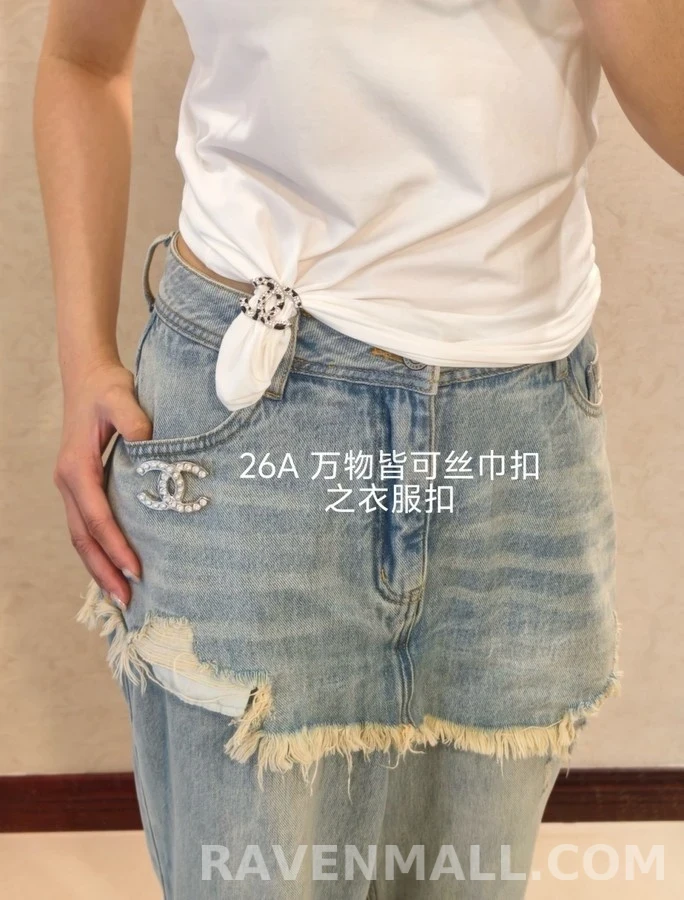 샤넬 샤넬 달마시안 더블 C 로고 스카프링 상세 이미지